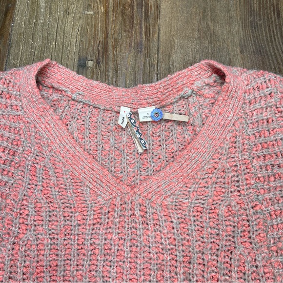 Anthropologie Moth Pullover Swing Sweater Pink Gray V-Neck Knit Size S - Picture 4 of 10